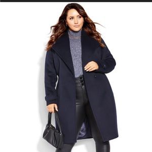 City Chic.So Sleek Coat. Color Navy. XS 14 not a regular 14. Runs Small.